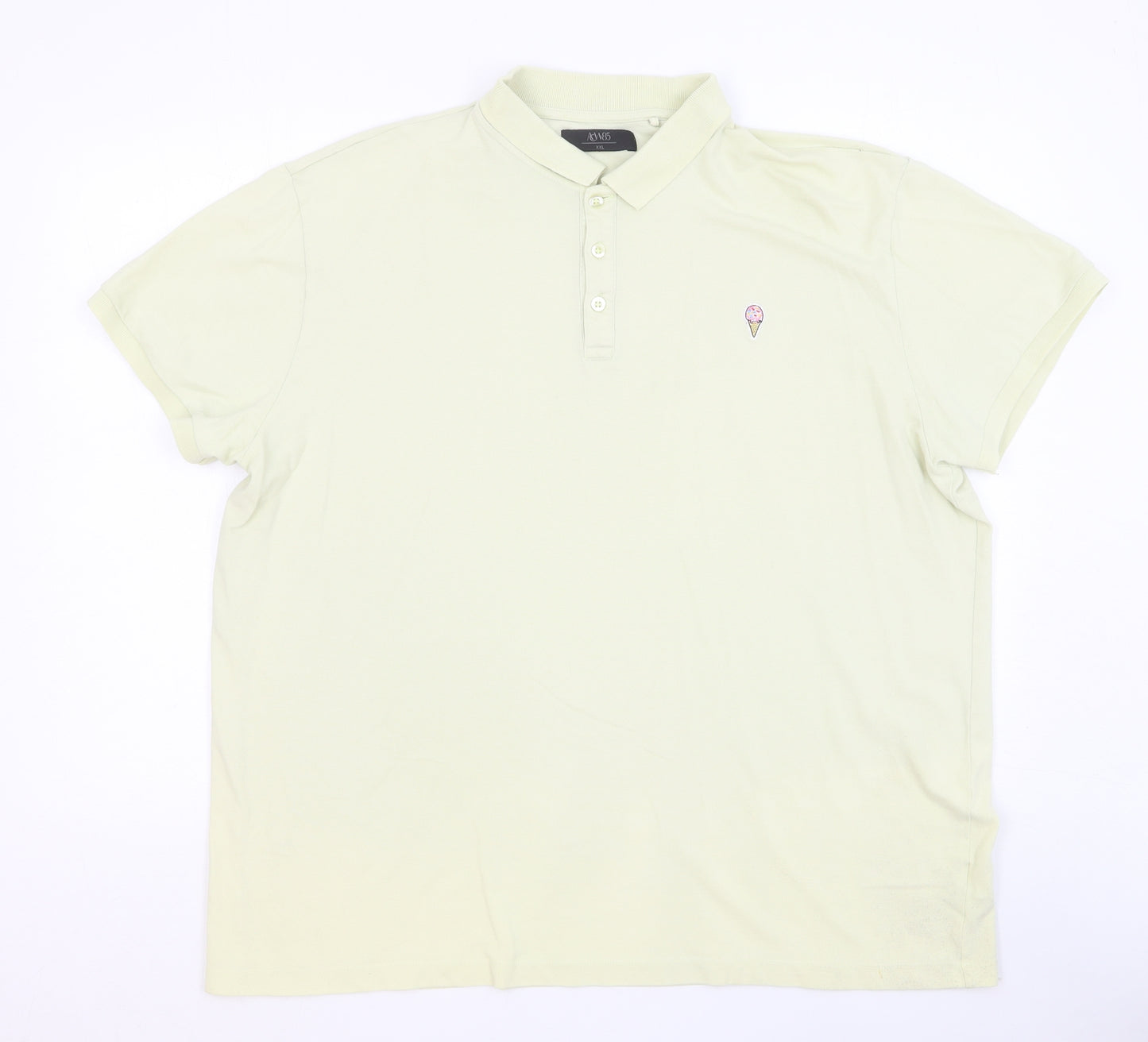 Matalan Mens Yellow Cotton Polo Size 2XL Collared Button