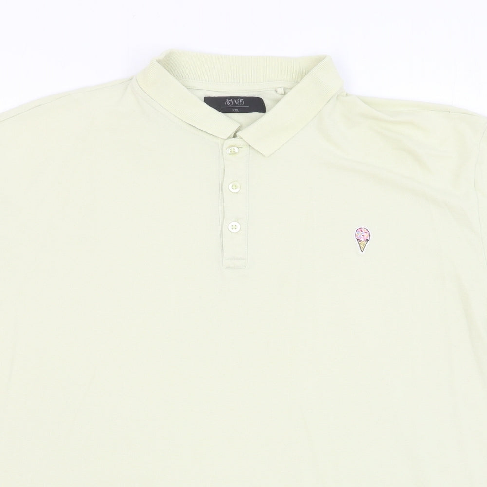 Matalan Mens Yellow Cotton Polo Size 2XL Collared Button
