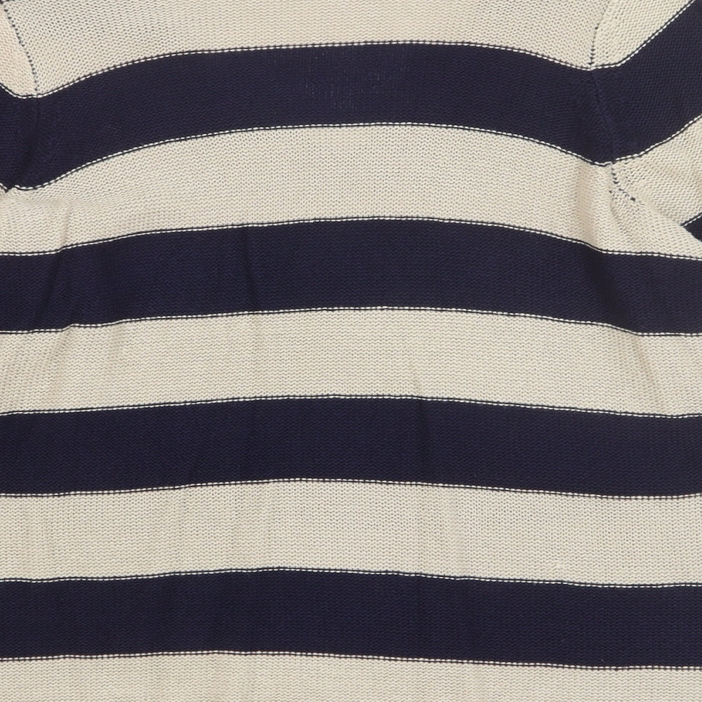 Bonmarché Womens Multicoloured V-Neck Striped Acrylic Pullover Jumper Size S