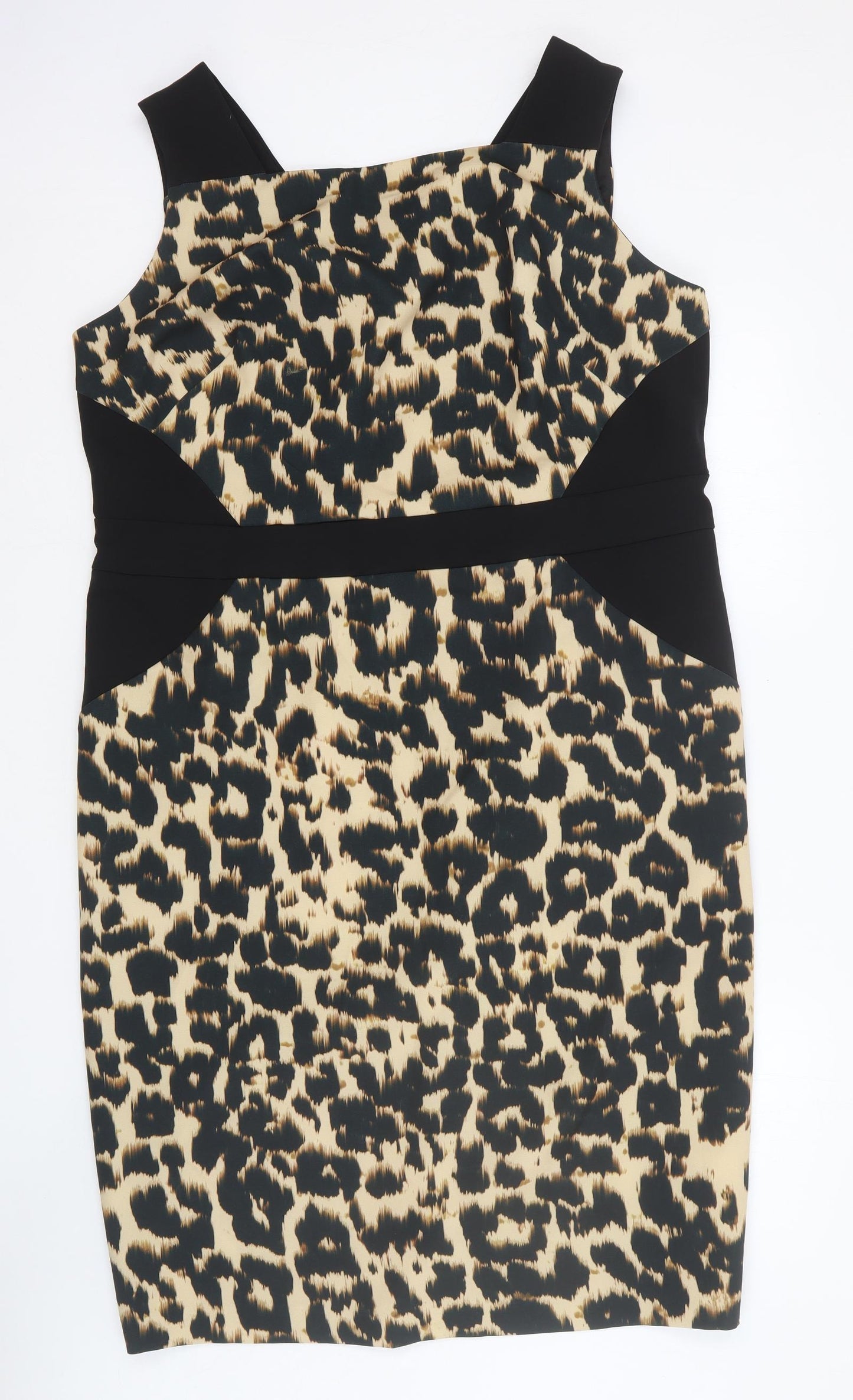 Joanna Hope Womens Ivory Animal Print Cotton A-Line Size 20 Square Neck Pullover - Leopard print