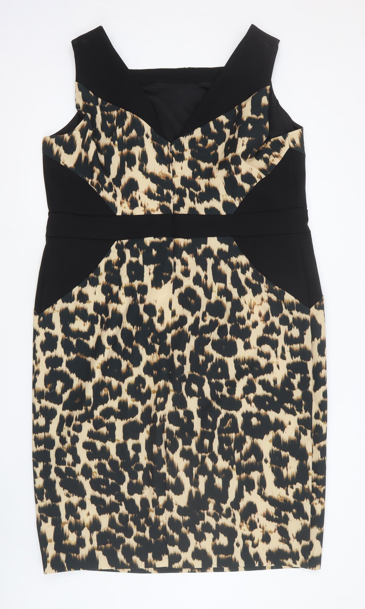 Joanna Hope Womens Ivory Animal Print Cotton A-Line Size 20 Square Neck Pullover - Leopard print