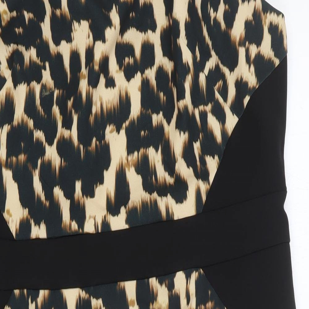 Joanna Hope Womens Ivory Animal Print Cotton A-Line Size 20 Square Neck Pullover - Leopard print