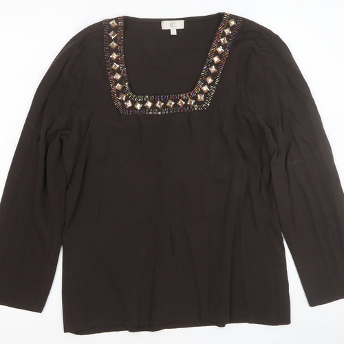 CC Womens Brown Square Neck Viscose Pullover Jumper Size L