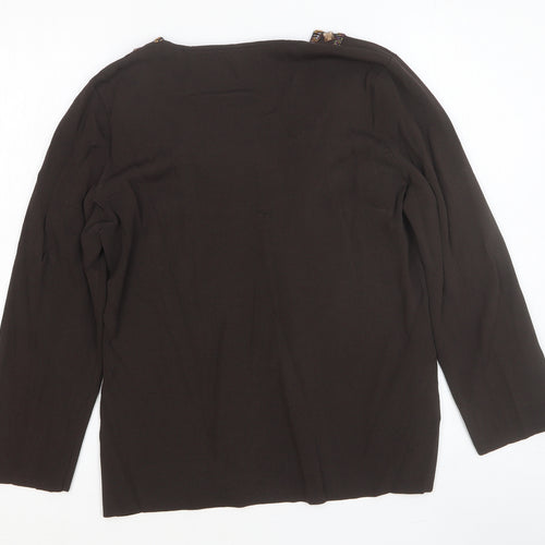 CC Womens Brown Square Neck Viscose Pullover Jumper Size L