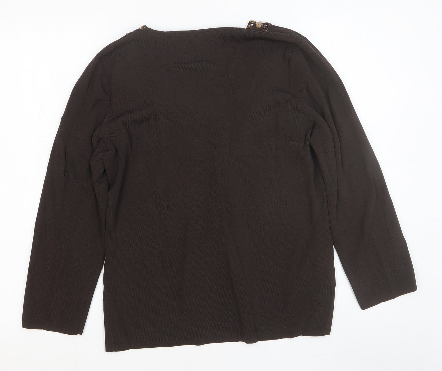 CC Womens Brown Square Neck Viscose Pullover Jumper Size L