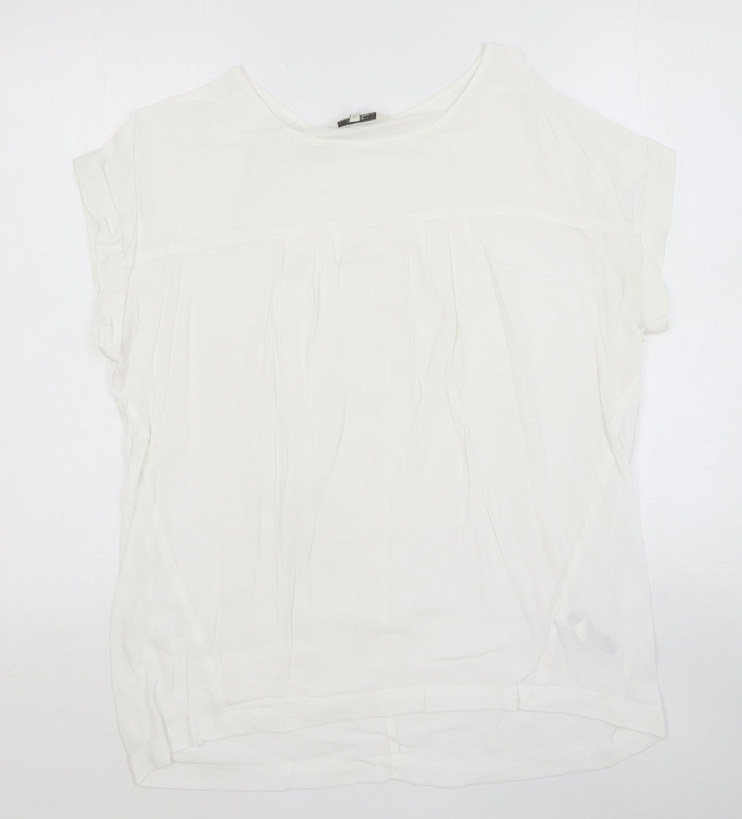 NEXT Womens White Viscose Basic T-Shirt Size 14 Round Neck