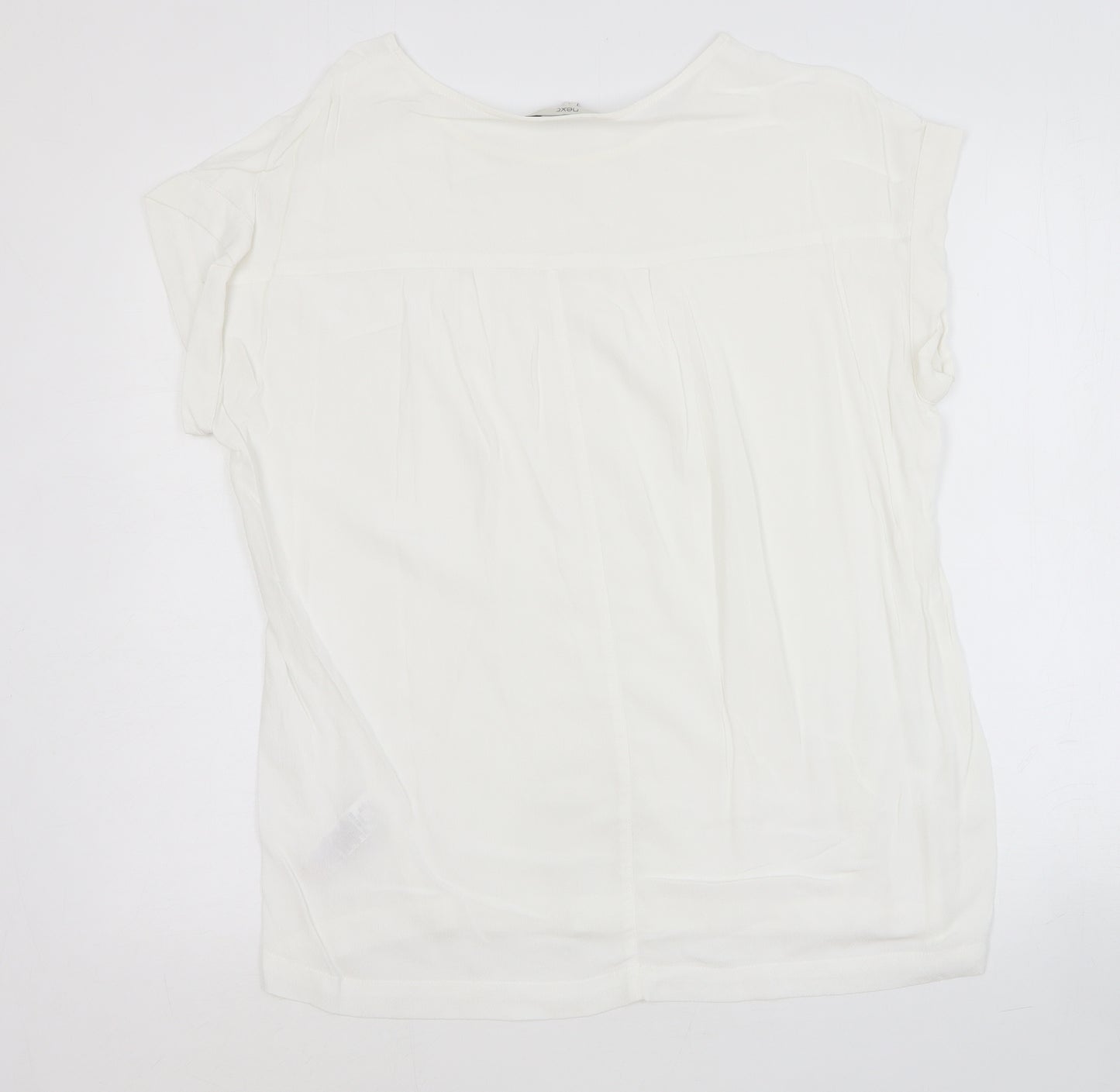 NEXT Womens White Viscose Basic T-Shirt Size 14 Round Neck