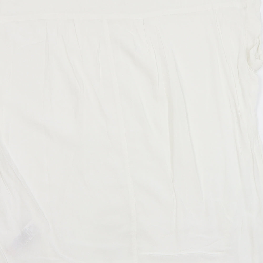 NEXT Womens White Viscose Basic T-Shirt Size 14 Round Neck