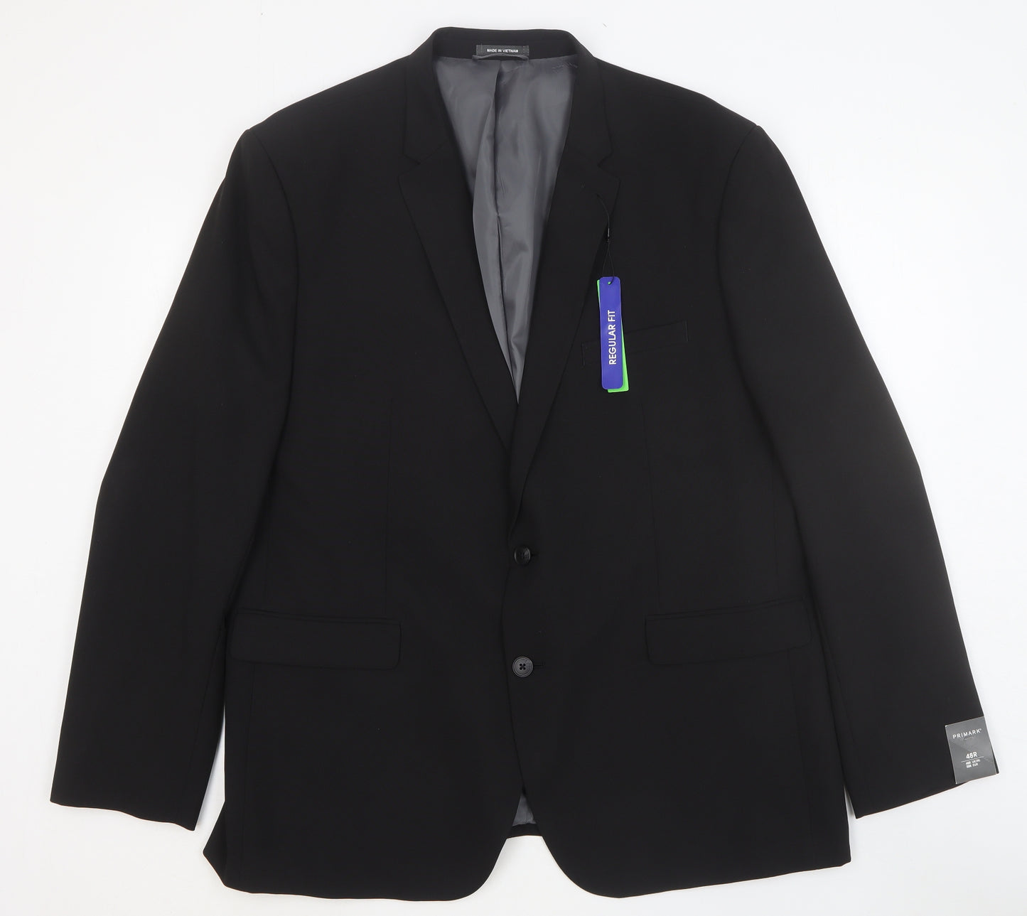 Primark Mens Black Polyester Jacket Suit Jacket Size 48 Regular