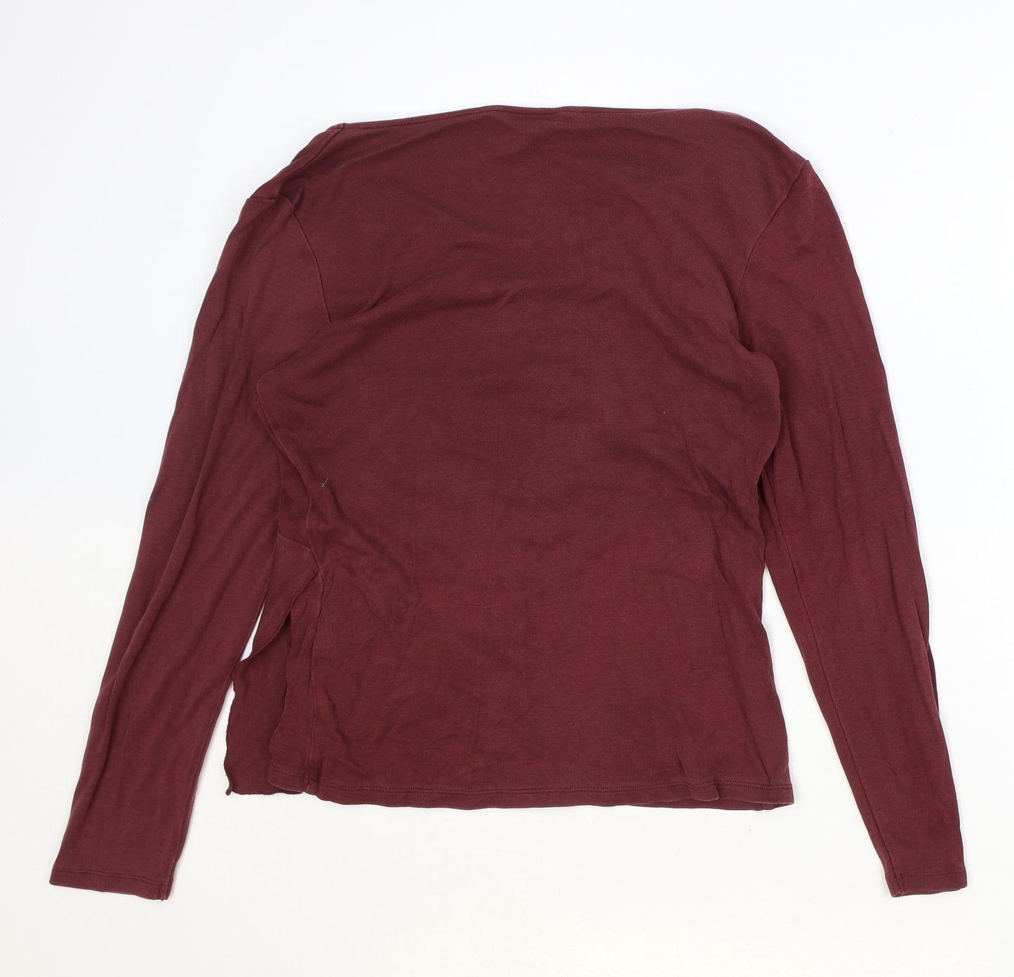 People Tree Womens Red Lyocell Basic Blouse Size 12 V-Neck