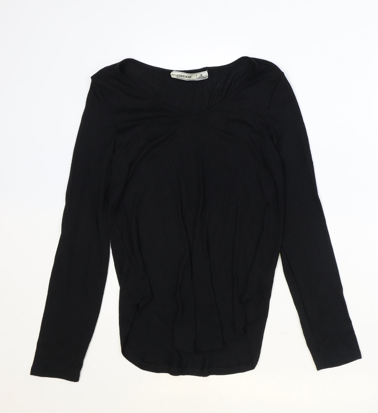 Cherokee Womens Black Viscose Basic Blouse Size S V-Neck