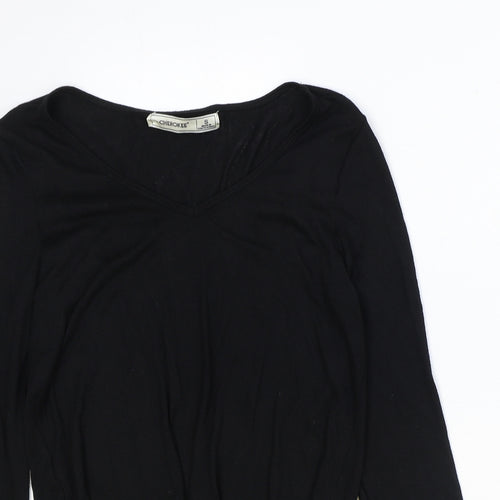 Cherokee Womens Black Viscose Basic Blouse Size S V-Neck