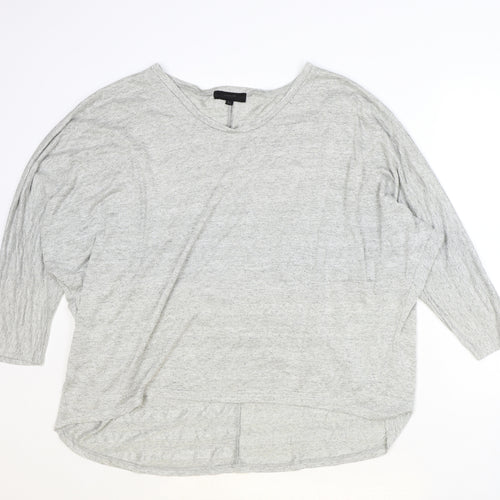 JULIE Womens Grey Polyester Basic Blouse Size M Scoop Neck - Size M/L, Batwing