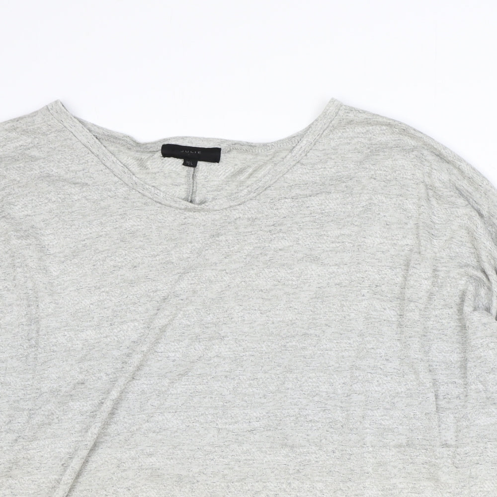 JULIE Womens Grey Polyester Basic Blouse Size M Scoop Neck - Size M/L, Batwing