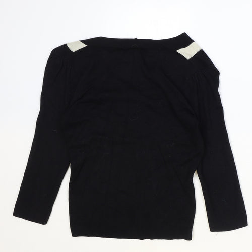 Preworn Womens Black V-Neck Acrylic Pullover Jumper Size M