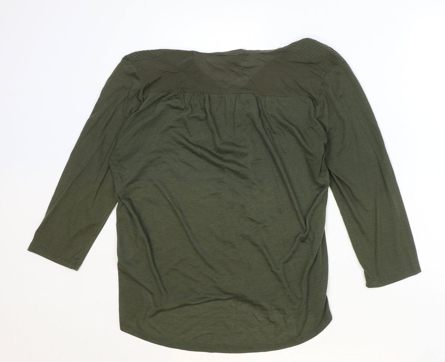H&M Womens Green Polyester Basic Blouse Size M V-Neck
