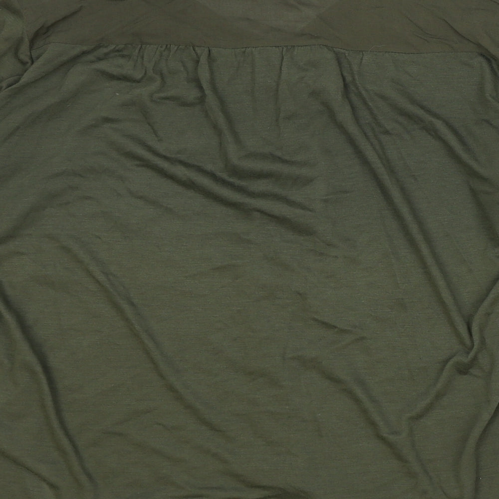 H&M Womens Green Polyester Basic Blouse Size M V-Neck