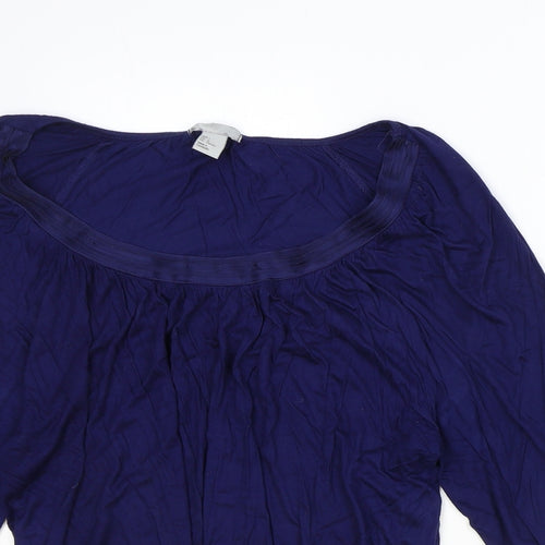 H&M Womens Blue Viscose Basic Blouse Size L Scoop Neck