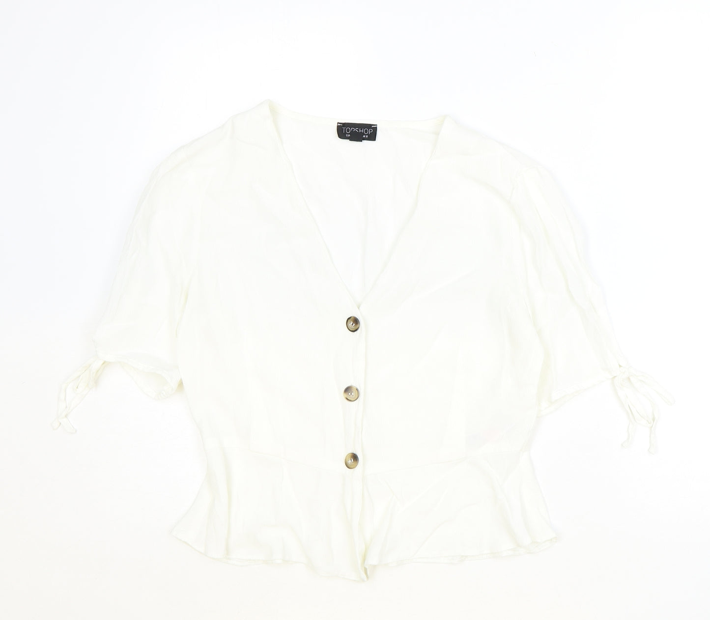 Topshop Womens Ivory Viscose Basic Blouse Size 12 V-Neck