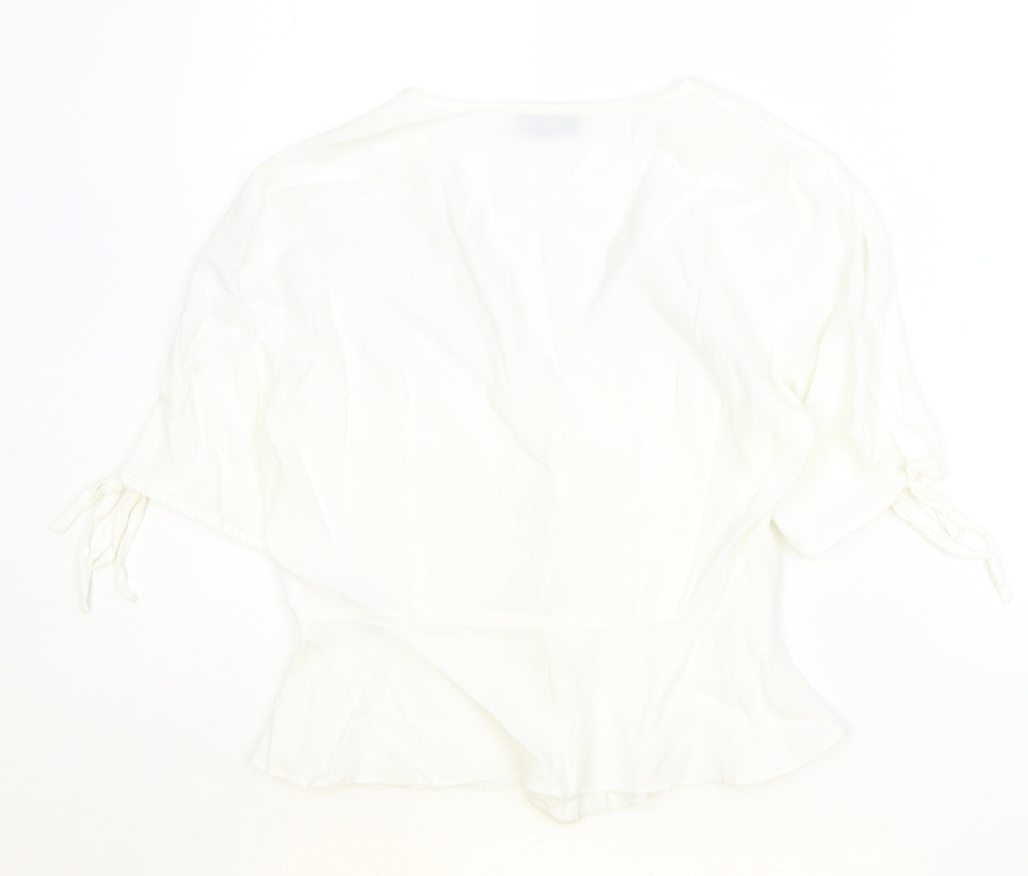 Topshop Womens Ivory Viscose Basic Blouse Size 12 V-Neck