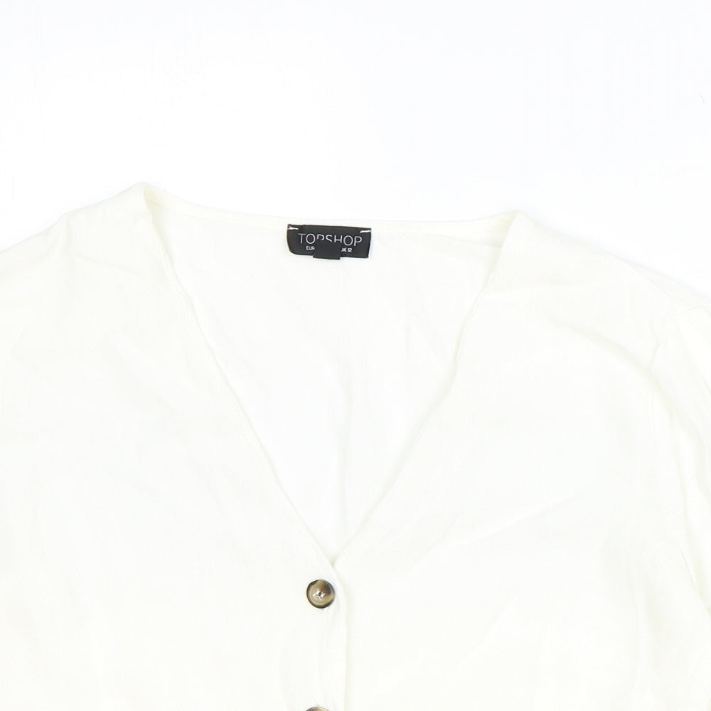 Topshop Womens Ivory Viscose Basic Blouse Size 12 V-Neck