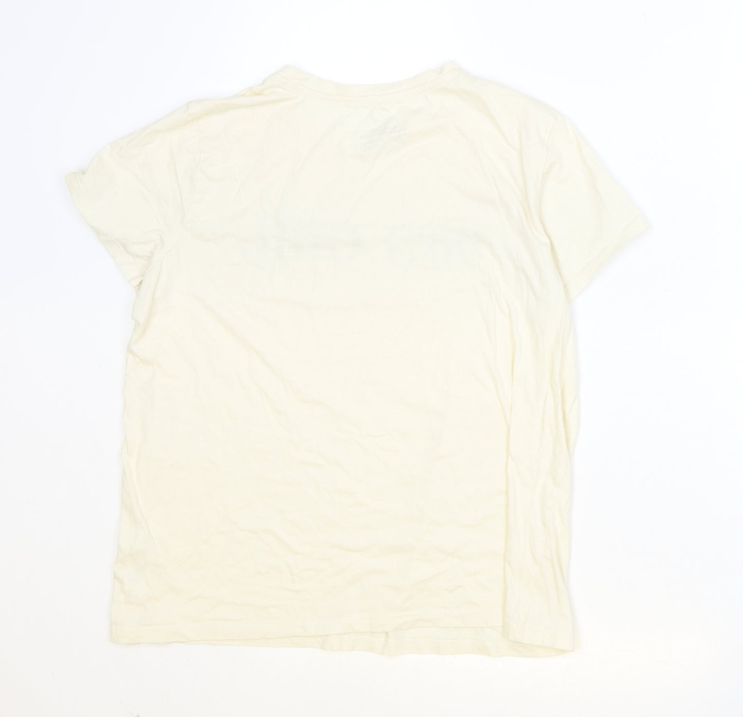 Primark Womens Beige 100% Cotton Basic T-Shirt Size L Round Neck - 90's Girl