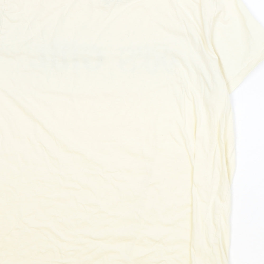 Primark Womens Beige 100% Cotton Basic T-Shirt Size L Round Neck - 90's Girl