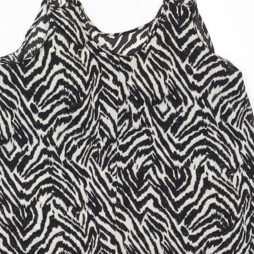 H&M Womens Black Animal Print Polyester Basic Tank Size M Scoop Neck