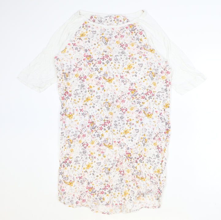 Marks and Spencer Womens Ivory Floral Viscose A-Line Size 16 Round Neck Pullover