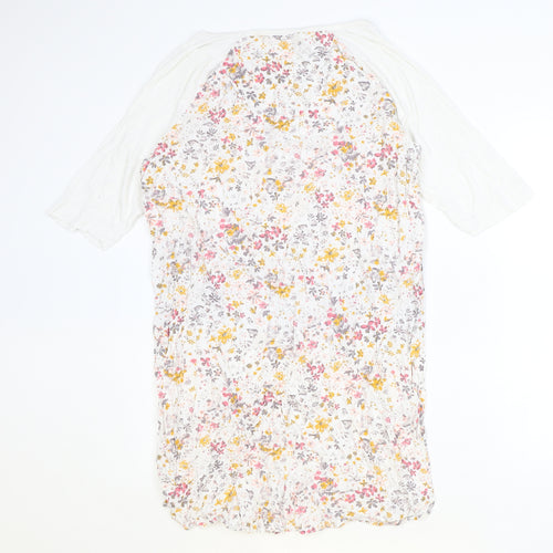 Marks and Spencer Womens Ivory Floral Viscose A-Line Size 16 Round Neck Pullover
