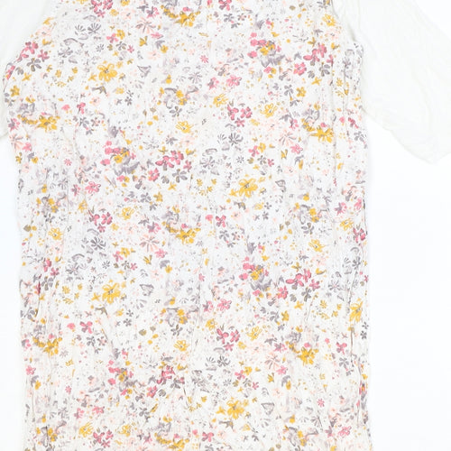 Marks and Spencer Womens Ivory Floral Viscose A-Line Size 16 Round Neck Pullover