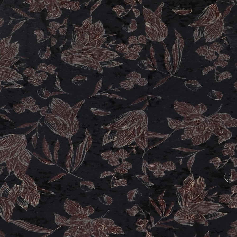 Marks and Spencer Womens Black Floral Viscose Swing Skirt Size 16