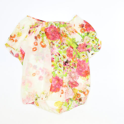 Wallis Womens Multicoloured Floral Polyester Basic Blouse Size S Boat Neck