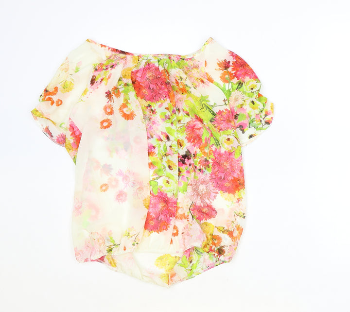 Wallis Womens Multicoloured Floral Polyester Basic Blouse Size S Boat Neck