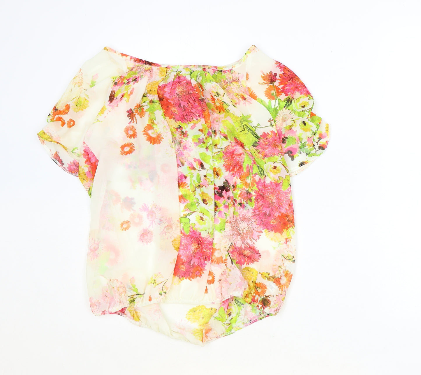 Wallis Womens Multicoloured Floral Polyester Basic Blouse Size S Boat Neck