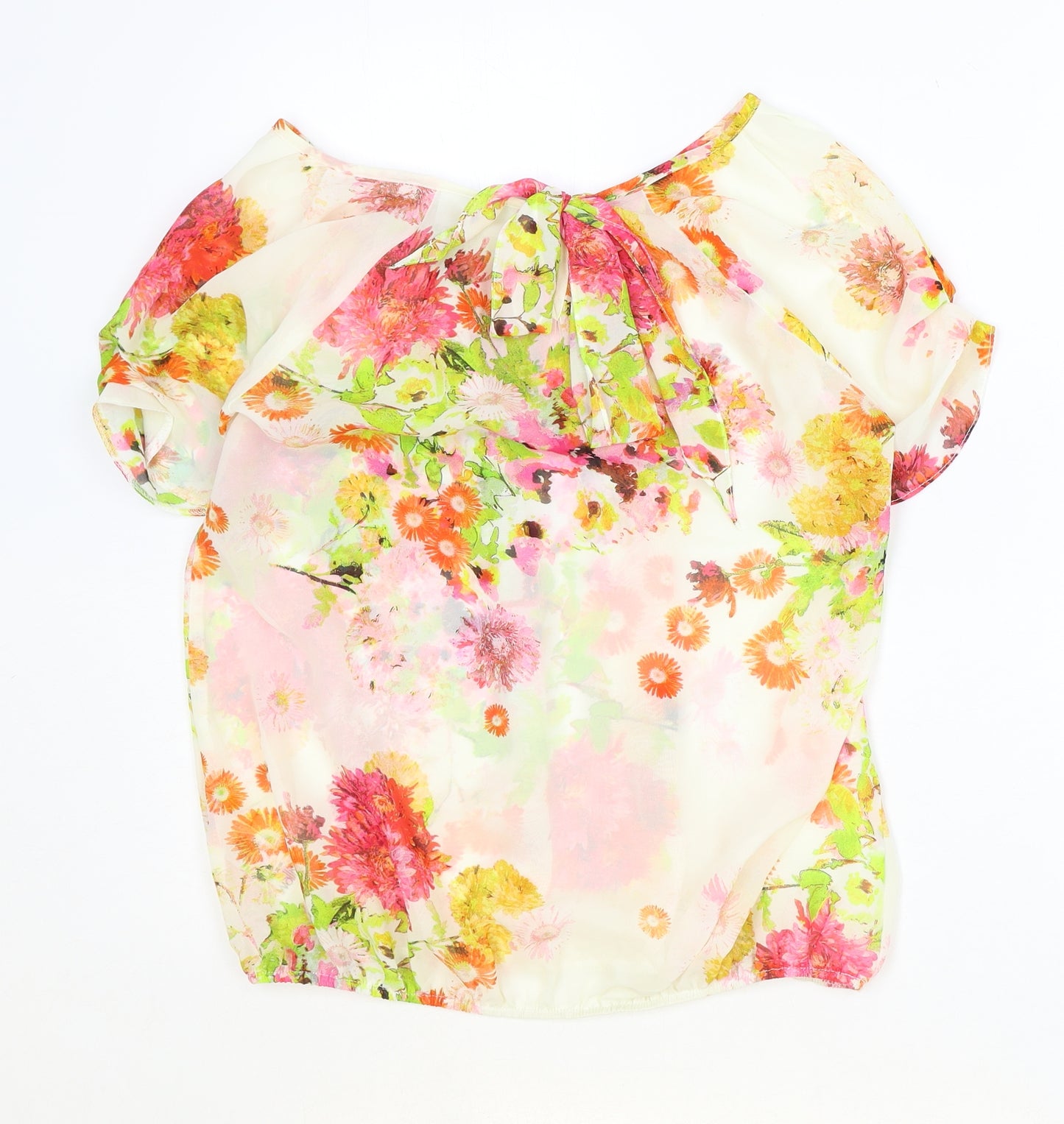 Wallis Womens Multicoloured Floral Polyester Basic Blouse Size S Boat Neck