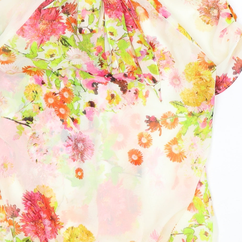 Wallis Womens Multicoloured Floral Polyester Basic Blouse Size S Boat Neck