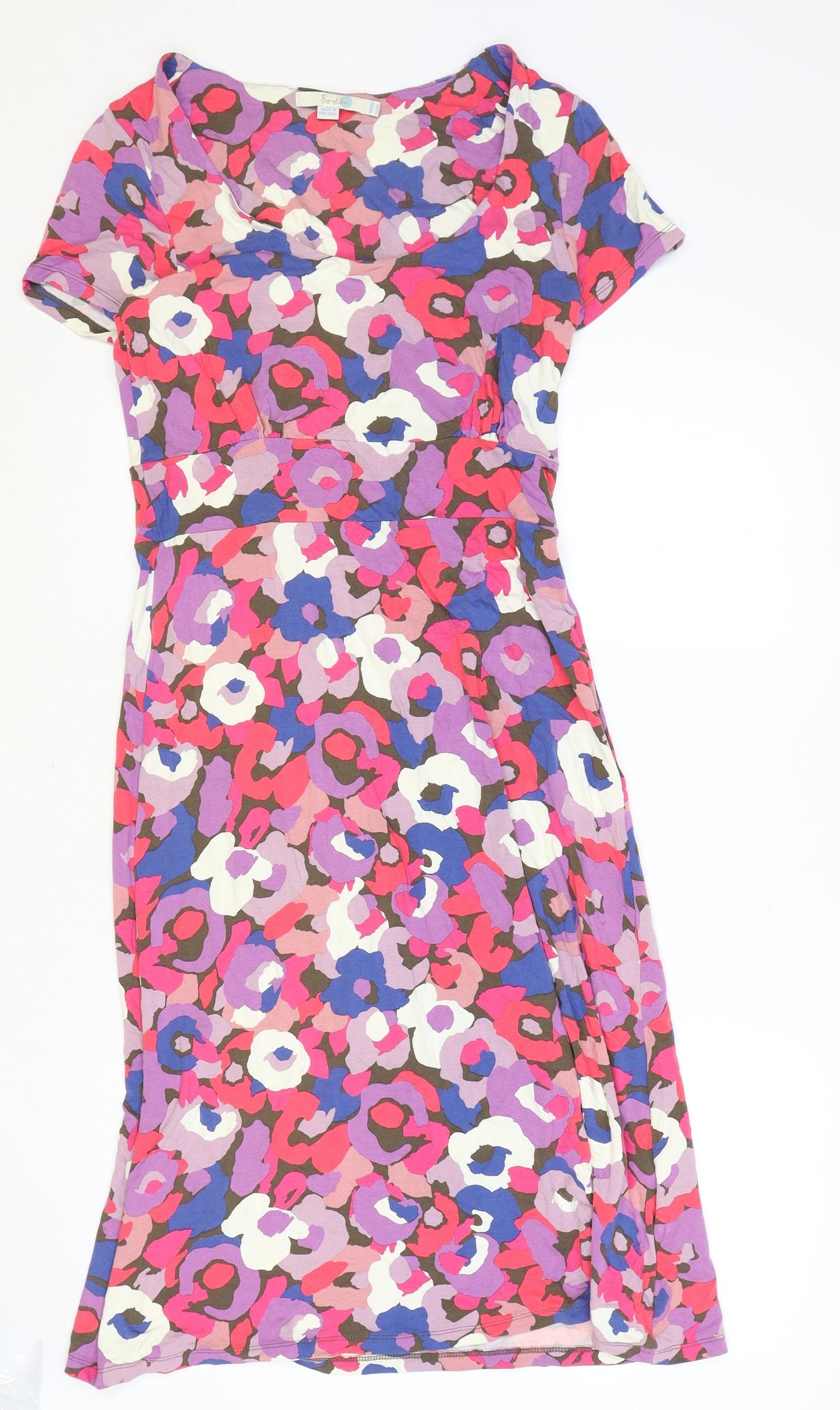 Boden Womens Multicoloured Geometric Viscose Trapeze & Swing Size 10 Scoop Neck Pullover