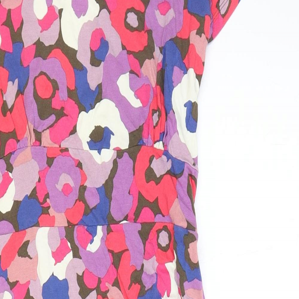 Boden Womens Multicoloured Geometric Viscose Trapeze & Swing Size 10 Scoop Neck Pullover