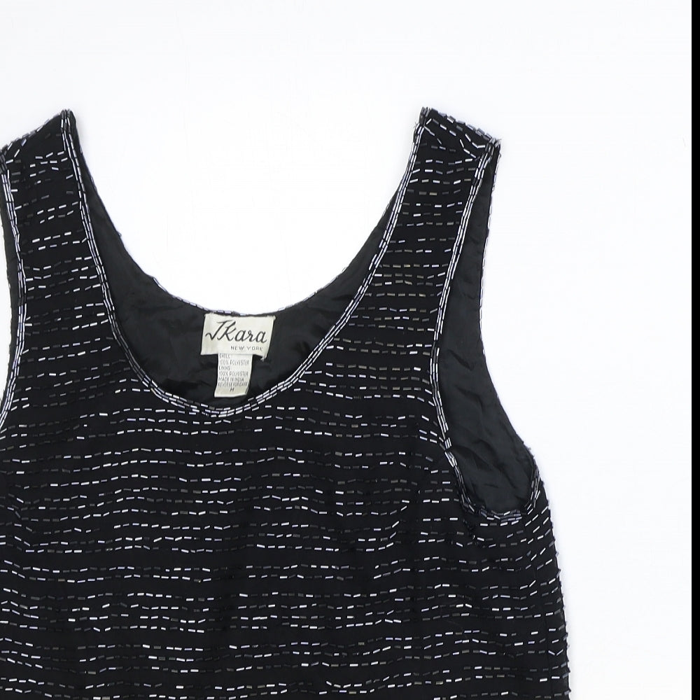 Ikana Womens Black Polyester Basic Tank Size M Scoop Neck