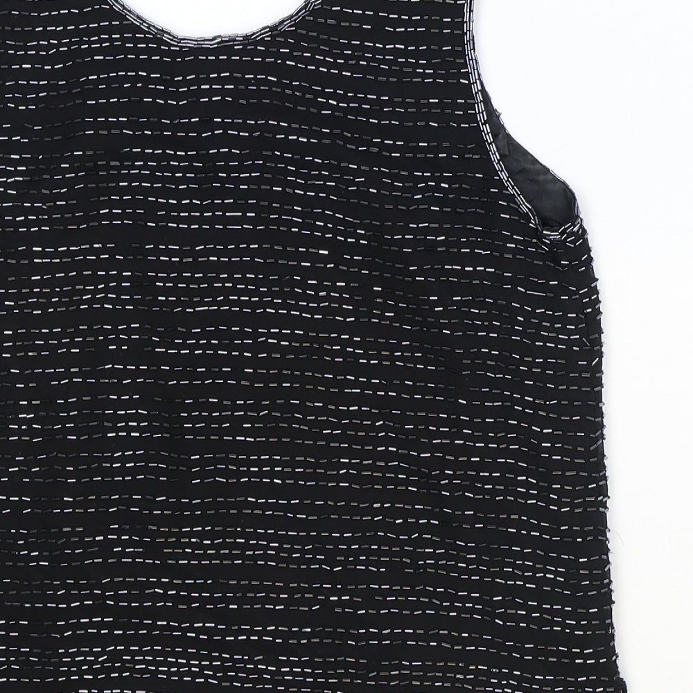 Ikana Womens Black Polyester Basic Tank Size M Scoop Neck