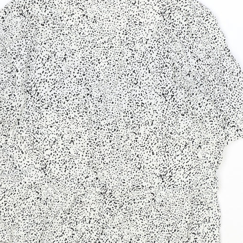 Warehouse Womens Ivory Geometric Viscose Basic Blouse Size 12 V-Neck