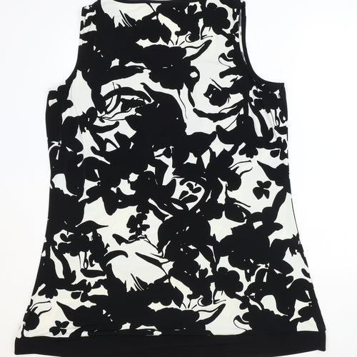 Marks and Spencer Womens Black Geometric Polyester Basic Tank Size 10 V-Neck