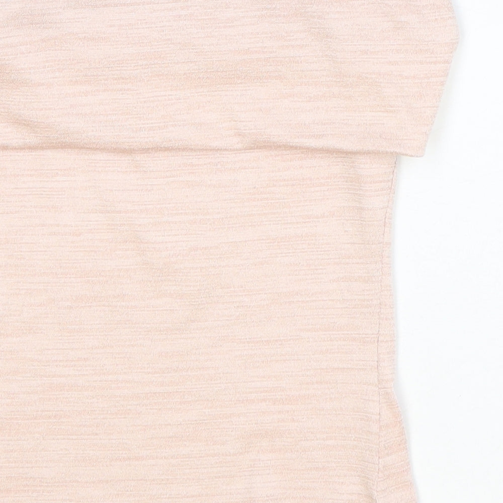 Zara Womens Pink Polyester Basic T-Shirt Size S Off the Shoulder