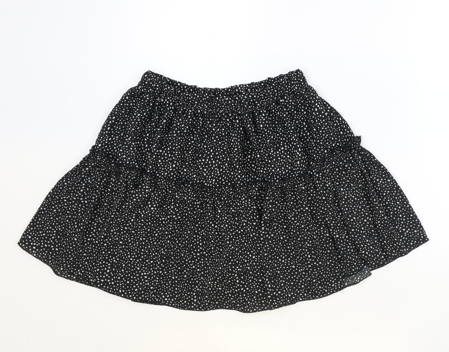 SheIn Womens Black Polka Dot Polyester Skater Skirt Size S