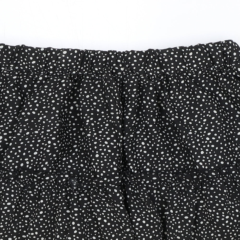 SheIn Womens Black Polka Dot Polyester Skater Skirt Size S
