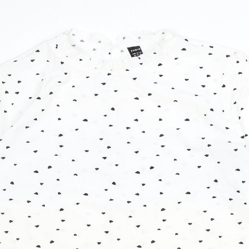 SheIn Womens Ivory Geometric Polyester Basic Blouse Size XL Round Neck - Love Hearts