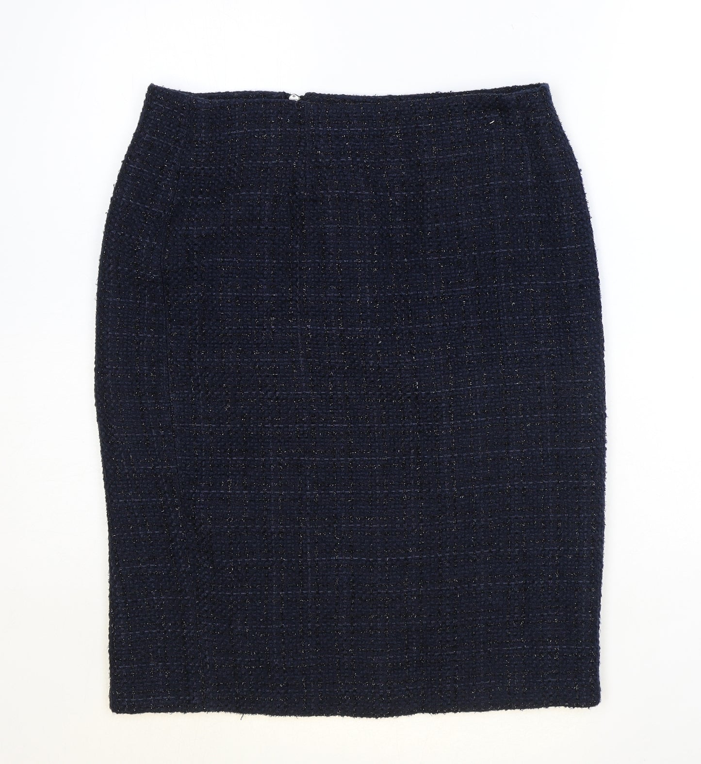 NEXT Womens Blue Plaid Polyester Straight & Pencil Skirt Size 12 Zip