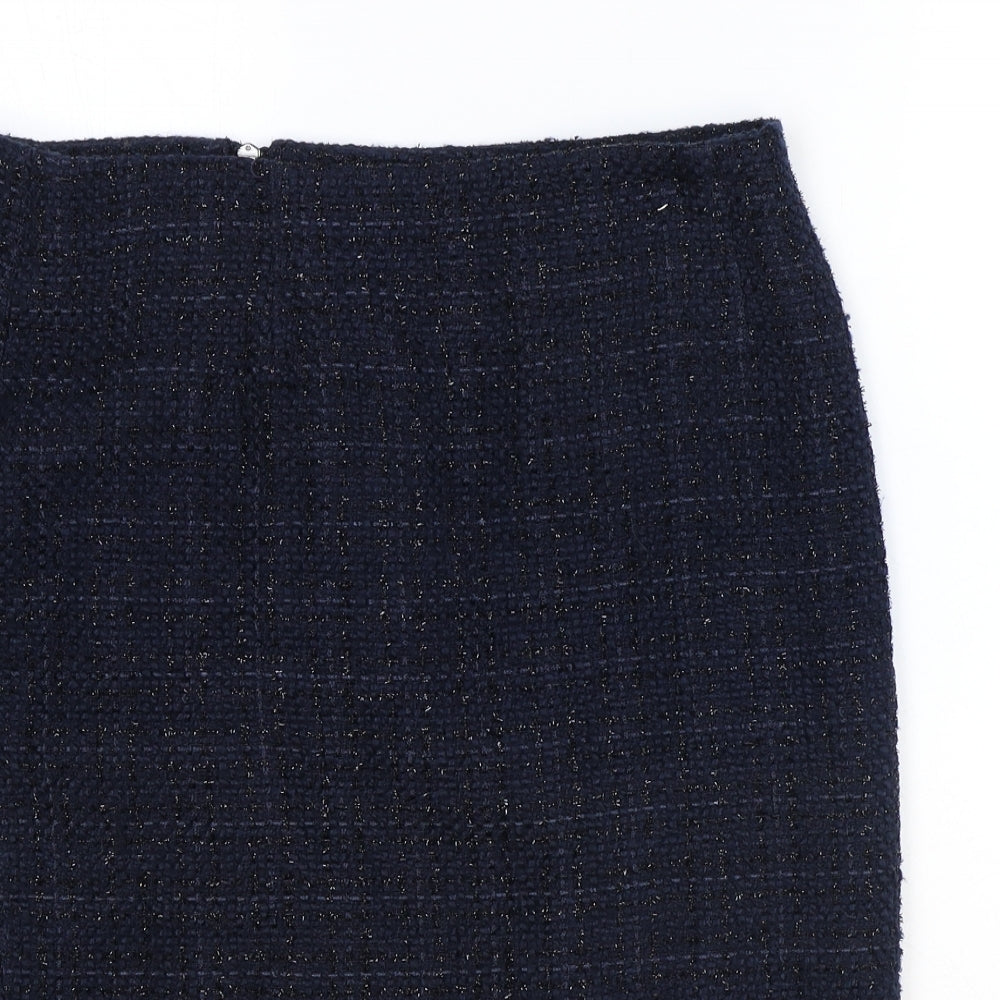 NEXT Womens Blue Plaid Polyester Straight & Pencil Skirt Size 12 Zip