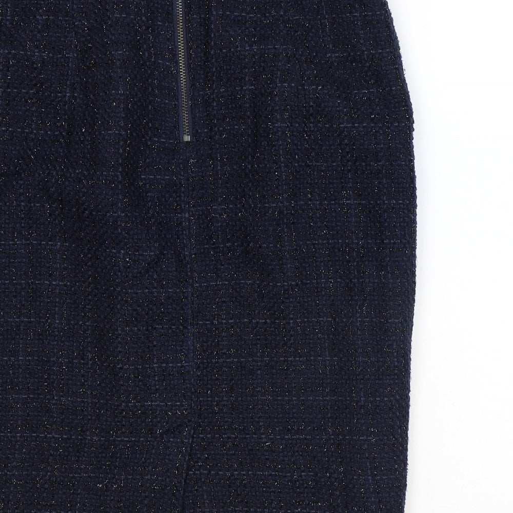 NEXT Womens Blue Plaid Polyester Straight & Pencil Skirt Size 12 Zip